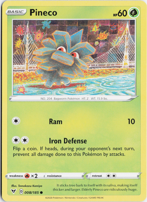 Carta Pokémon Pineco · Vivid Voltage #008/185 (NM) — pieza única en Moon's Collectibles México