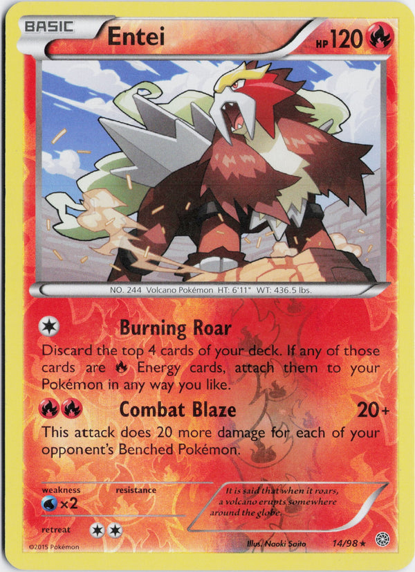 Carta Pokémon Entei · Ancient Origins #14/98 (NM) — pieza única en Moon's Collectibles México