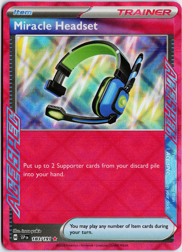 Carta Pokémon Miracle Headset · Surging Sparks #183/191 (NM) — pieza única en Moon's Collectibles México