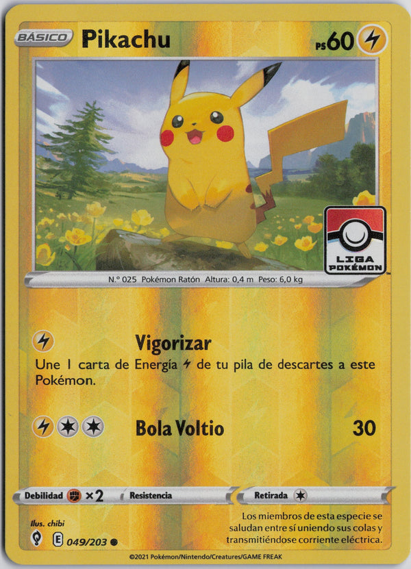 Carta Pokémon Pikachu (Pokemon League) · League & Championship Cards #049/203 (NM) — pieza única en Moon's Collectibles México