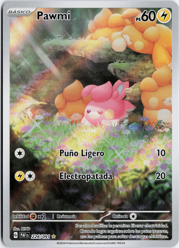Carta Pokémon Pawmi · Paldean Fates #226/091 (NM) — pieza única en Moon's Collectibles México