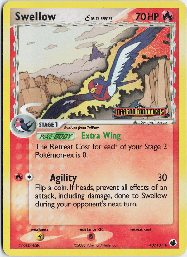 Carta Pokémon Swellow δ · Dragon Frontiers #40/101 (HP) — pieza única en Moon's Collectibles México