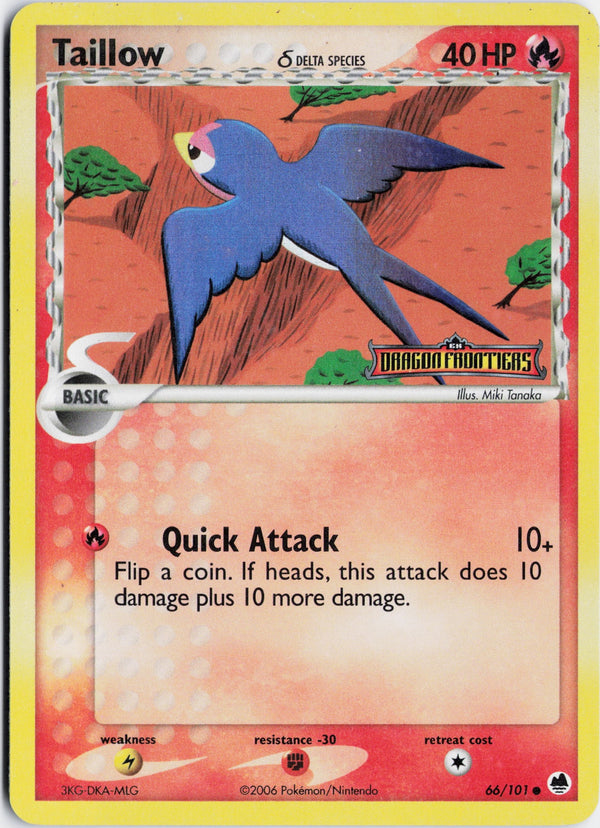 Carta Pokémon Taillow δ · Dragon Frontiers #66/101 (NM) — pieza única en Moon's Collectibles México