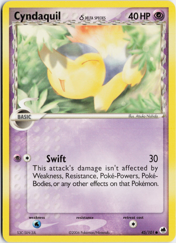 Carta Pokémon Cyndaquil δ · Dragon Frontiers #45/101 (NM) — pieza única en Moon's Collectibles México