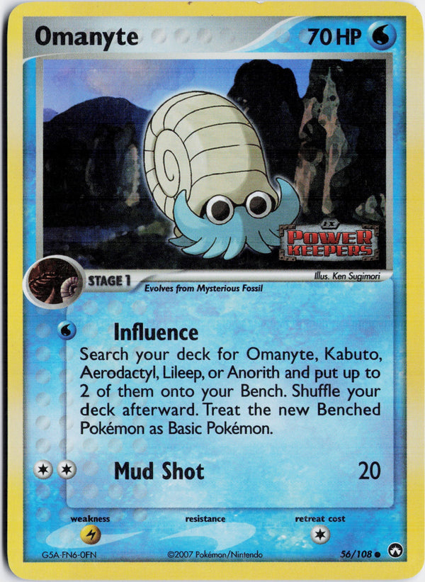 Carta Pokémon Omanyte · Power Keepers #56/108 (NM) — pieza única en Moon's Collectibles México