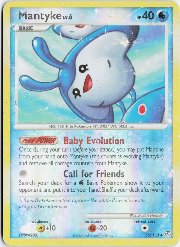 Carta Pokémon Mantyke · Diamond & Pearl #55/130 (DMG) — pieza única en Moon's Collectibles México