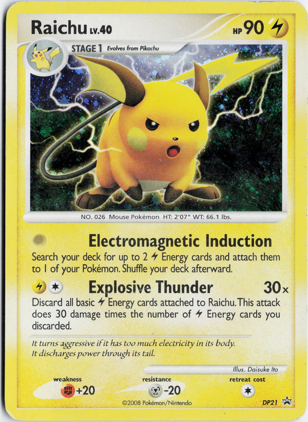Carta Pokémon Raichu · DP Black Star Promos #DP21 (MP) — pieza única en Moon's Collectibles México