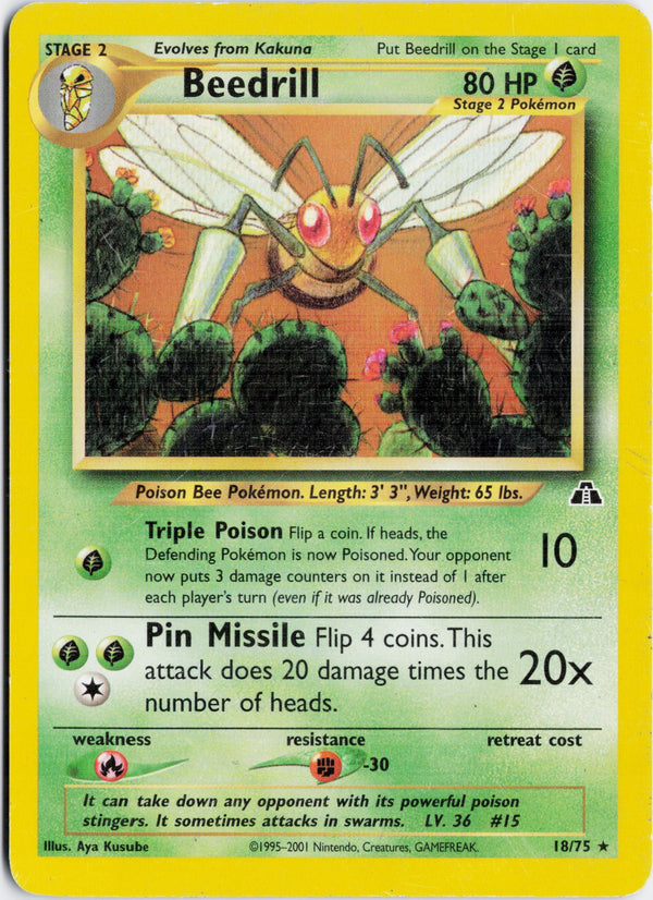 Carta Pokémon Beedrill · Neo Discovery #18/75 (MP) — pieza única en Moon's Collectibles México