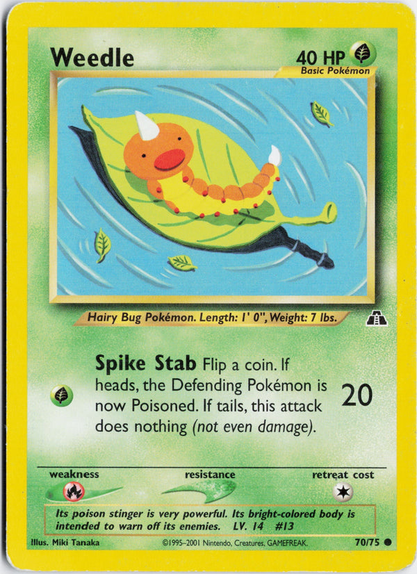 Carta Pokémon Weedle · Neo Discovery #70/75 (MP) — pieza única en Moon's Collectibles México