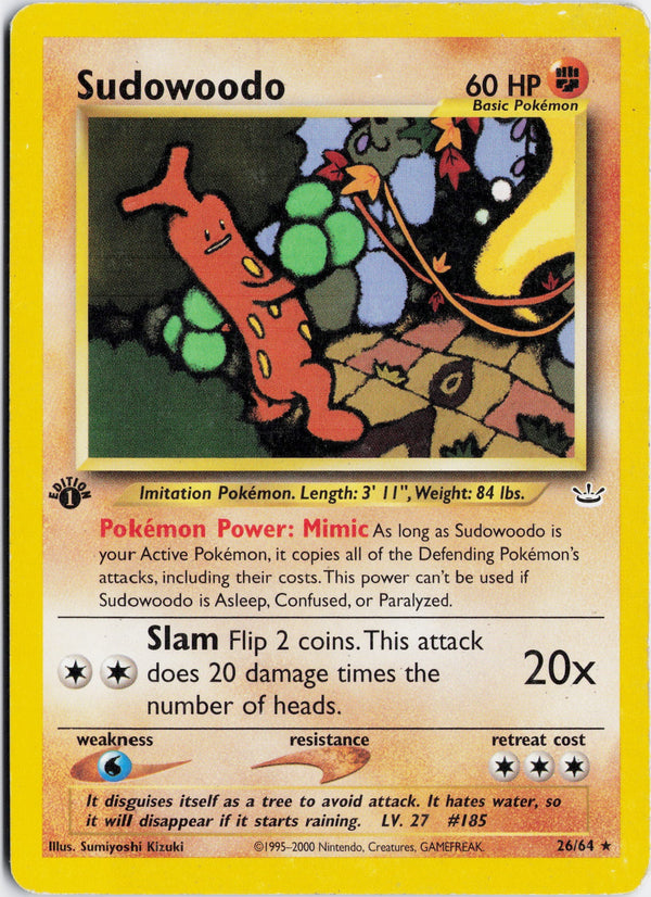 Carta Pokémon Sudowoodo · Neo Revelation #26/64 (MP) — pieza única en Moon's Collectibles México