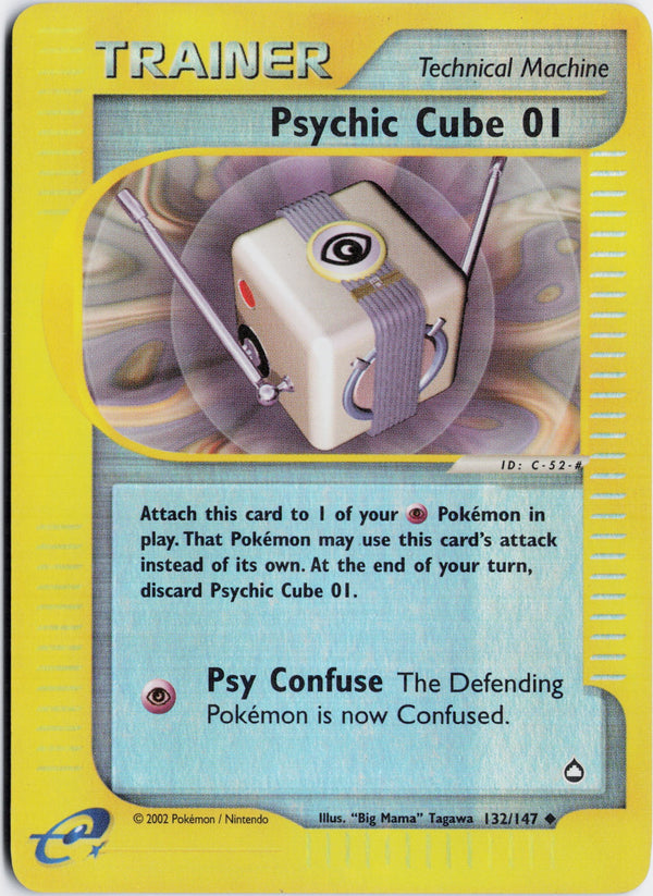Carta Pokémon Psychic Cube 01 · Aquapolis #132/147 (NM) — pieza única en Moon's Collectibles México
