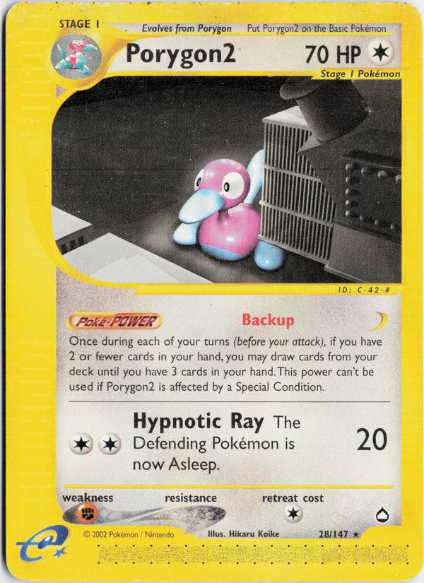 Carta Pokémon Porygon2 · Aquapolis #28/147 (LP) — pieza única en Moon's Collectibles México
