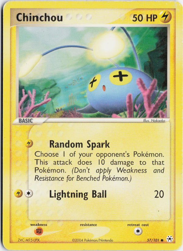 Carta Pokémon Chinchou · Hidden Legends #57/101 (MP) — pieza única en Moon's Collectibles México