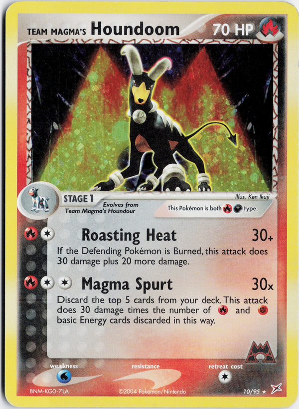 Carta Pokémon Team Magma's Houndoom · Team Magma vs Team Aqua #10/95 (LP) — pieza única en Moon's Collectibles México