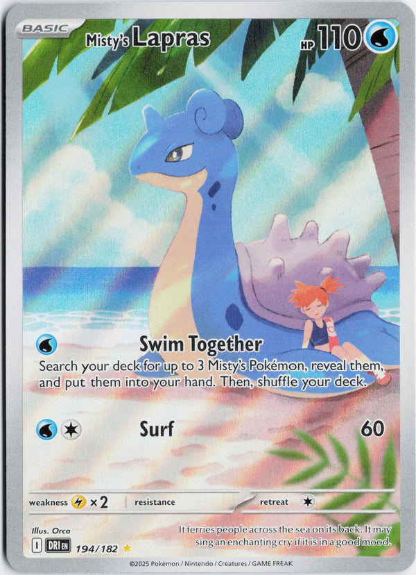 Carta Pokémon Misty's Lapras · Destined Rivals #194/182 (NM) — pieza única en Moon's Collectibles México