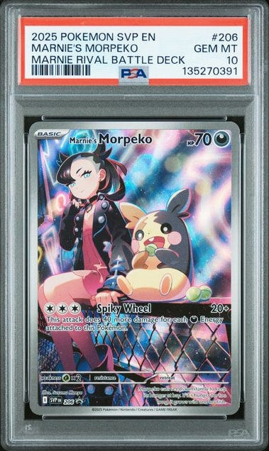 Carta Pokémon Marnie's Morpeko · Scarlet & Violet Black Star Promos #206 (PSA 10) — pieza única en Moon's Collectibles México