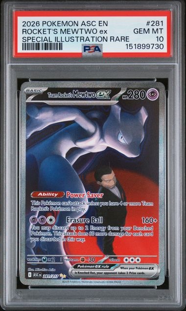 Carta Pokémon Team Rocket's Mewtwo ex · Ascended Heroes #281/217 (PSA 10) — pieza única en Moon's Collectibles México