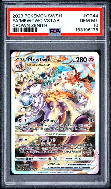 Carta Pokémon Mewtwo VSTAR · Crown Zenith Galarian Gallery #GG44/GG70 (PSA 10) — pieza única en Moon's Collectibles México