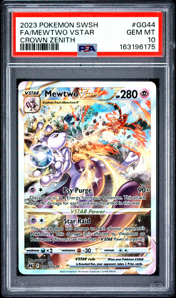Carta Pokémon Mewtwo VSTAR · Crown Zenith Galarian Gallery #GG44/GG70 (PSA 10) — pieza única en Moon's Collectibles México