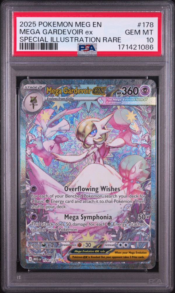 Carta Pokémon Mega Gardevoir ex · Mega Evolution #178/132 (PSA 10) — pieza única en Moon's Collectibles México