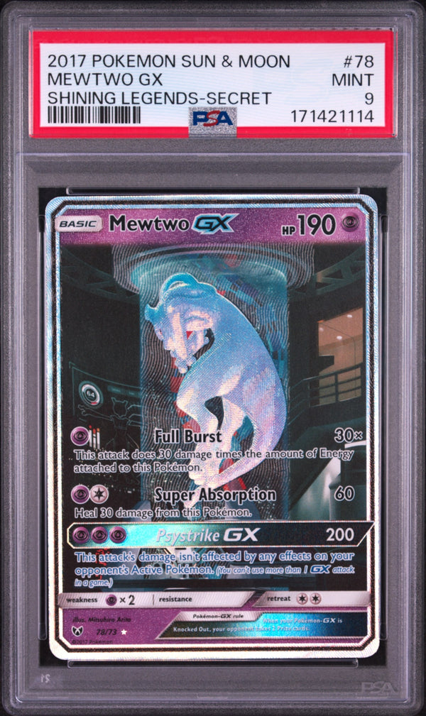 Carta Pokémon Mewtwo-GX · Shining Legends #78/73 (PSA 9) — pieza única en Moon's Collectibles México