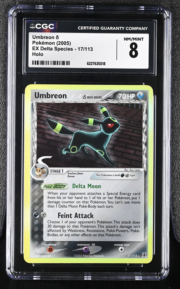 Carta Pokémon Umbreon δ · Delta Species #17/113 (CGC 8) — pieza única en Moon's Collectibles México