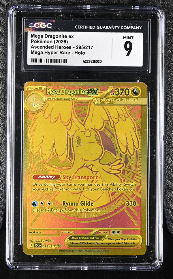 Carta Pokémon Mega Dragonite ex · Ascended Heroes #295/217 (CGC 9) — pieza única en Moon's Collectibles México