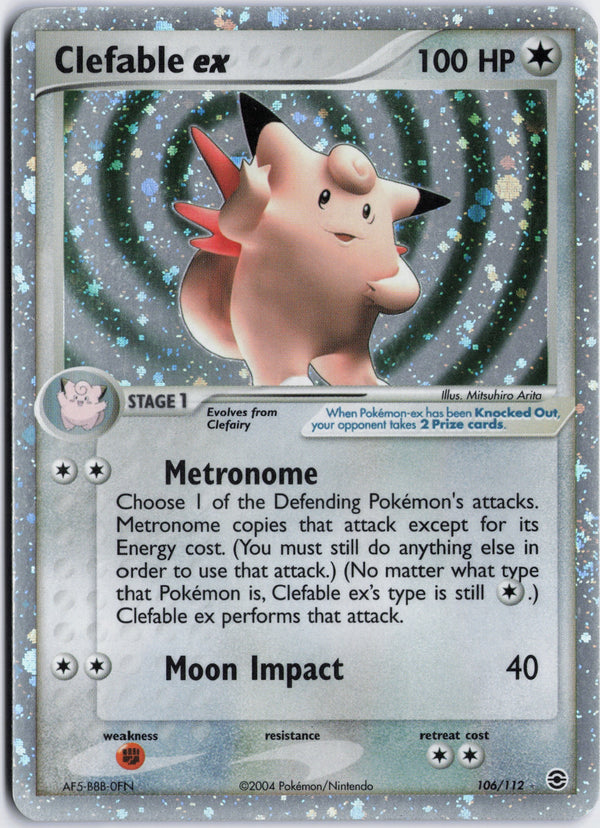 Carta Pokémon Clefable ex · FireRed & LeafGreen #106/112 (NM) — pieza única en Moon's Collectibles México