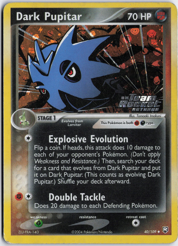 Carta Pokémon Dark Pupitar · Team Rocket Returns #40/109 (MP) — pieza única en Moon's Collectibles México