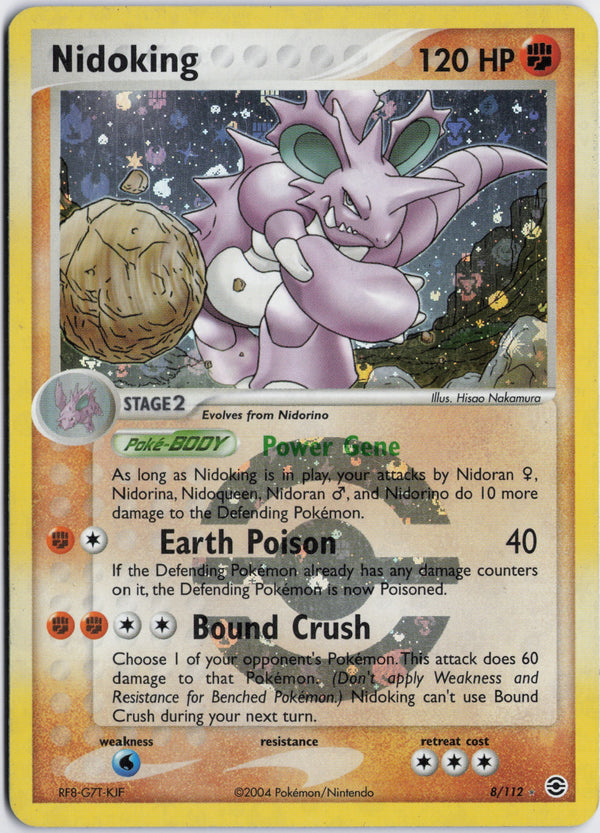 Carta Pokémon Nidoking · FireRed & LeafGreen #8/112 (LP) — pieza única en Moon's Collectibles México