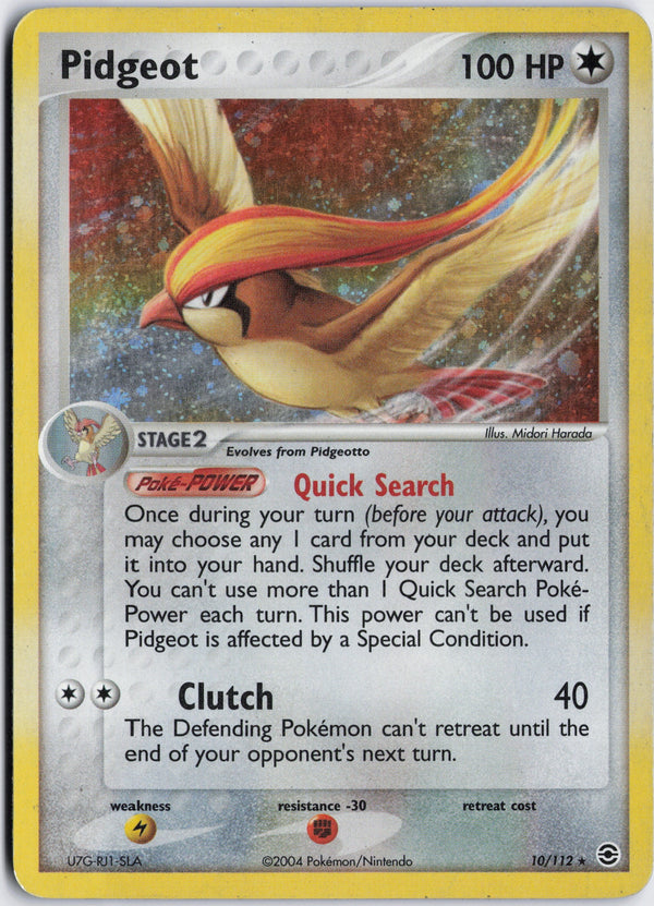 Carta Pokémon Pidgeot · FireRed & LeafGreen #10/112 (LP) — pieza única en Moon's Collectibles México