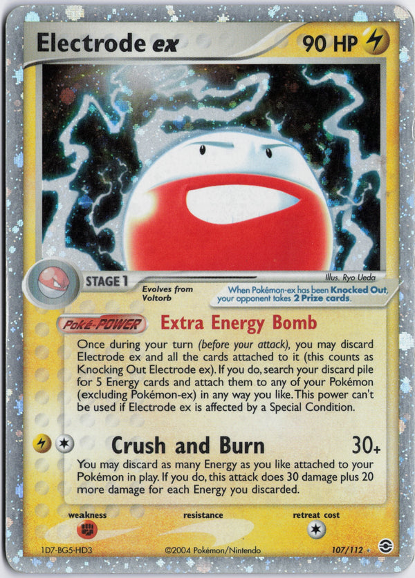 Carta Pokémon Electrode ex · FireRed & LeafGreen #107/112 (LP) — pieza única en Moon's Collectibles México