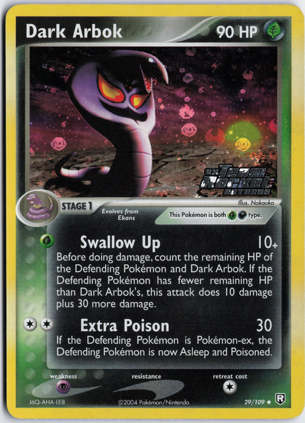 Carta Pokémon Dark Arbok · Team Rocket Returns #29/109 (NM) — pieza única en Moon's Collectibles México