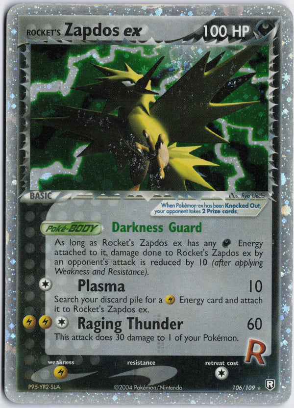 Carta Pokémon Rocket's Zapdos ex · Team Rocket Returns #106/109 (HP) — pieza única en Moon's Collectibles México