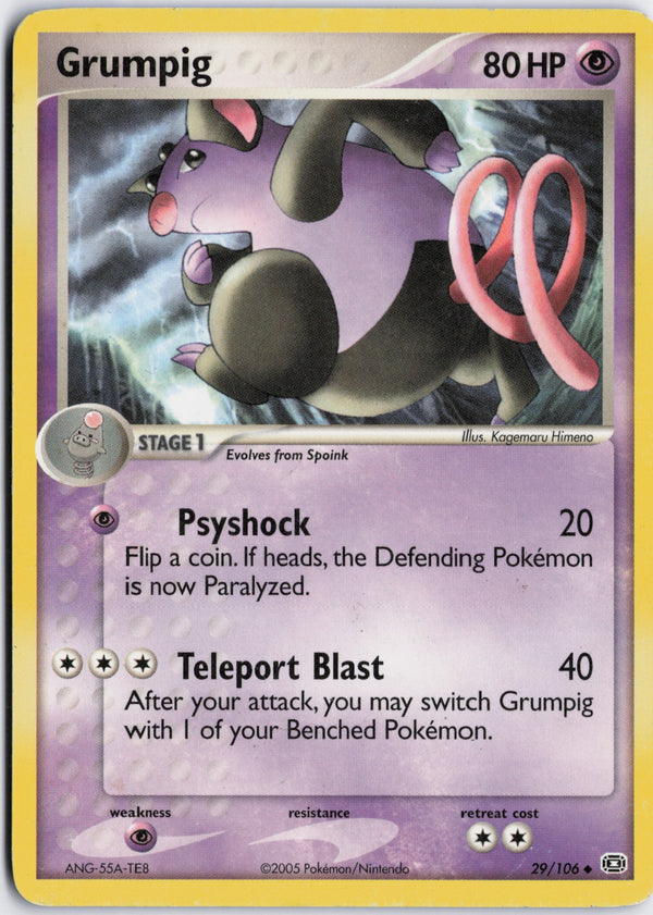 Carta Pokémon Grumpig · Emerald #29/106 (NM) — pieza única en Moon's Collectibles México