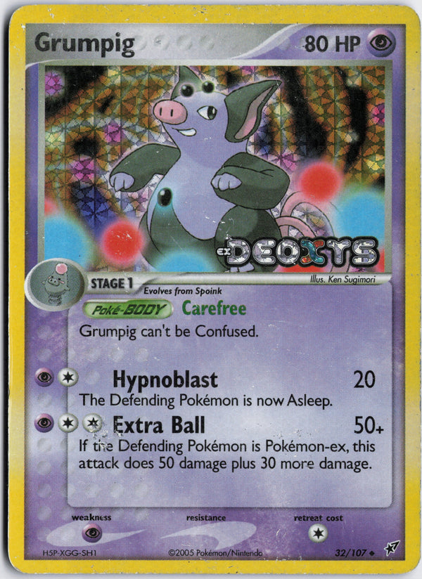 Carta Pokémon Grumpig · Deoxys #32/107 (HP) — pieza única en Moon's Collectibles México