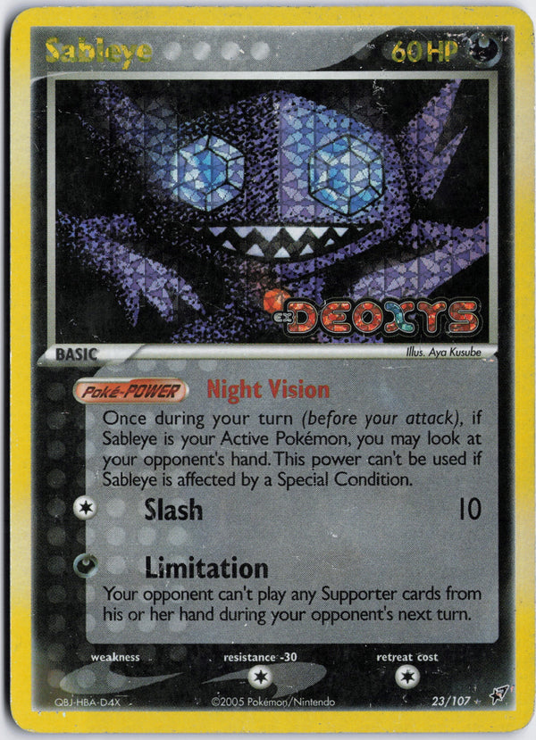 Carta Pokémon Sableye · Deoxys #23/107 (HP) — pieza única en Moon's Collectibles México