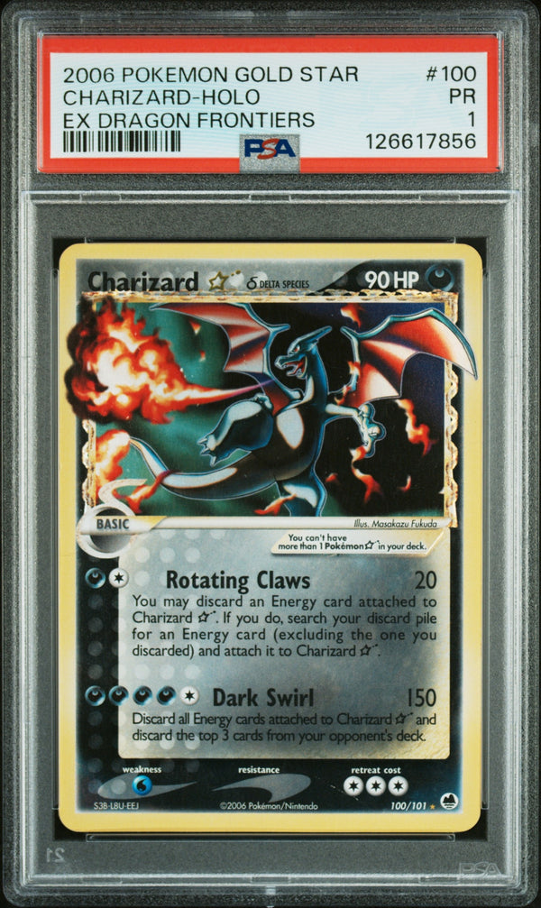 Carta Pokémon Charizard ☆ δ · Dragon Frontiers #100/101 (PSA 1) — pieza única en Moon's Collectibles México