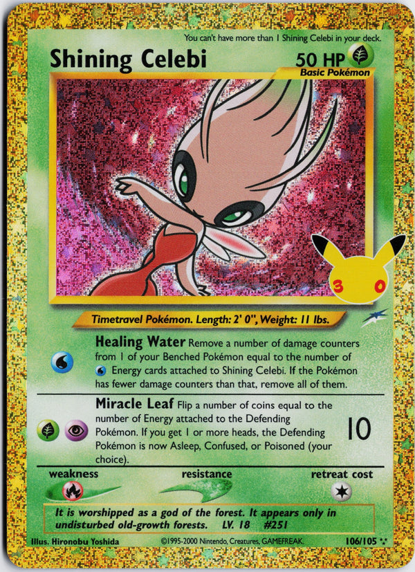 Carta Pokémon Shining Celebi · 30th Celebration: Classic Collection #106/105 (NM) — pieza única en Moon's Collectibles México