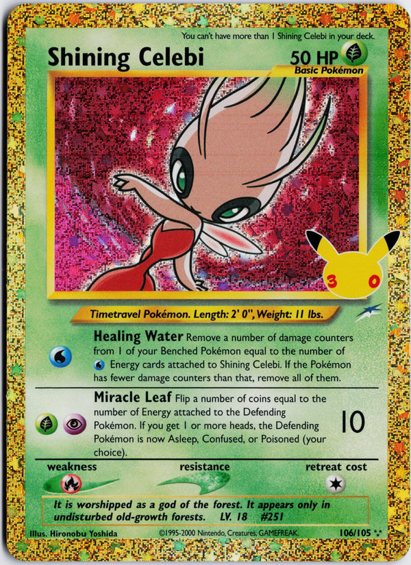 Carta Pokémon Shining Celebi · 30th Celebration: Classic Collection #106/105 (NM) — pieza única en Moon's Collectibles México