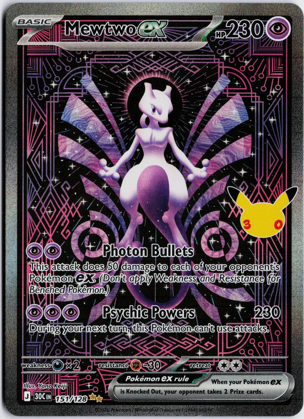 Carta Pokémon Mewtwo ex · 30th Celebration #151/128 (NM) — pieza única en Moon's Collectibles México
