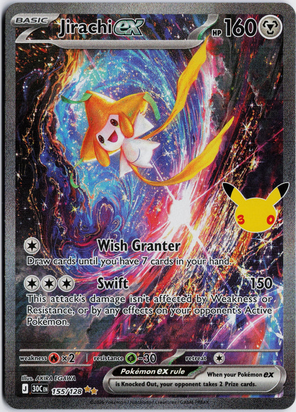 Carta Pokémon Jirachi ex · 30th Celebration #155/128 (NM) — pieza única en Moon's Collectibles México