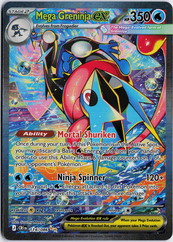 Carta Pokémon Mega Greninja ex · Chaos Rising #116/086 (NM) — pieza única en Moon's Collectibles México