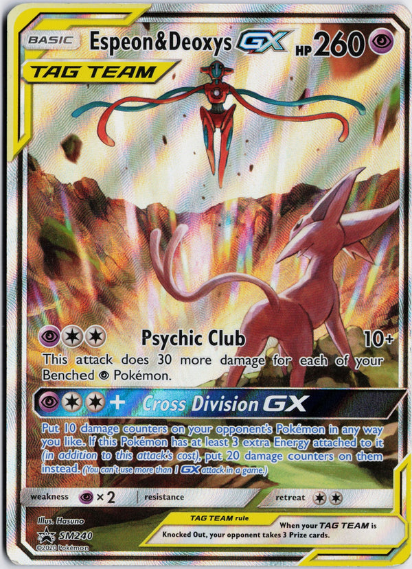 Carta Pokémon Espeon & Deoxys-GX · SM Black Star Promos #SM240 (MP) — pieza única en Moon's Collectibles México