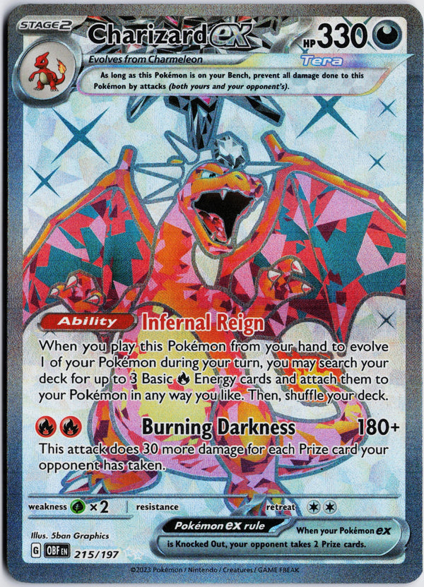 Carta Pokémon Charizard ex · Obsidian Flames #215/197 (NM) — pieza única en Moon's Collectibles México