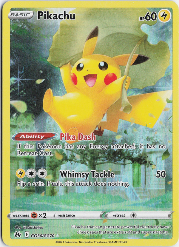 Carta Pokémon Pikachu · Crown Zenith Galarian Gallery #GG30/GG70 (LP) — pieza única en Moon's Collectibles México