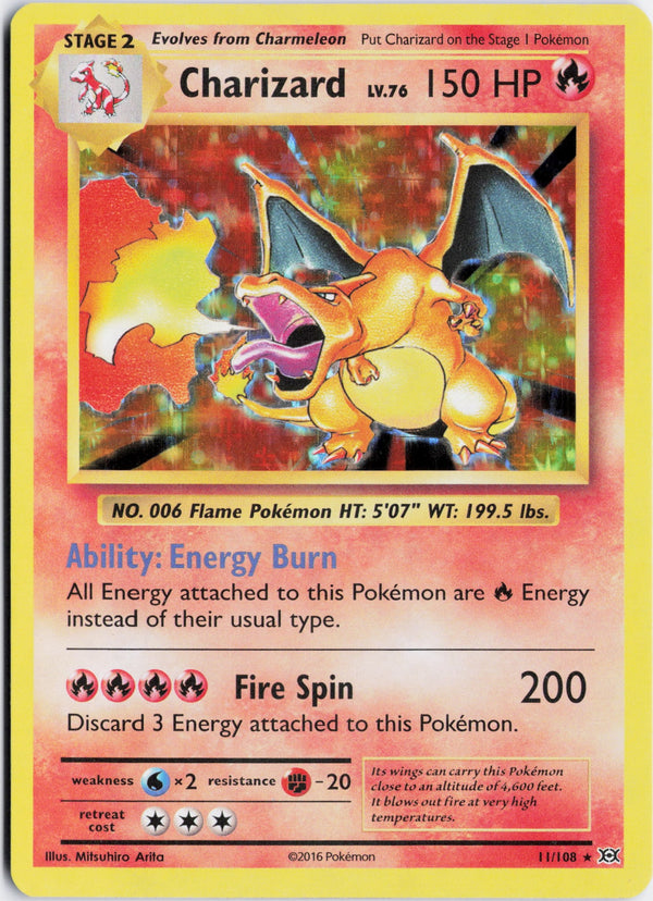 Carta Pokémon Charizard · Evolutions #11/108 (LP) — pieza única en Moon's Collectibles México