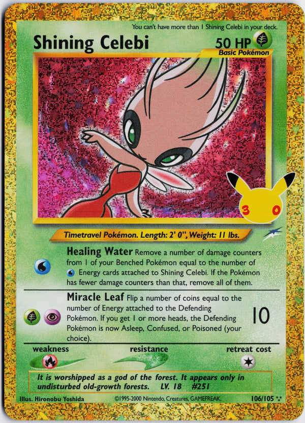 Carta Pokémon Shining Celebi · 30th Celebration: Classic Collection #106/105 (NM) — pieza única en Moon's Collectibles México