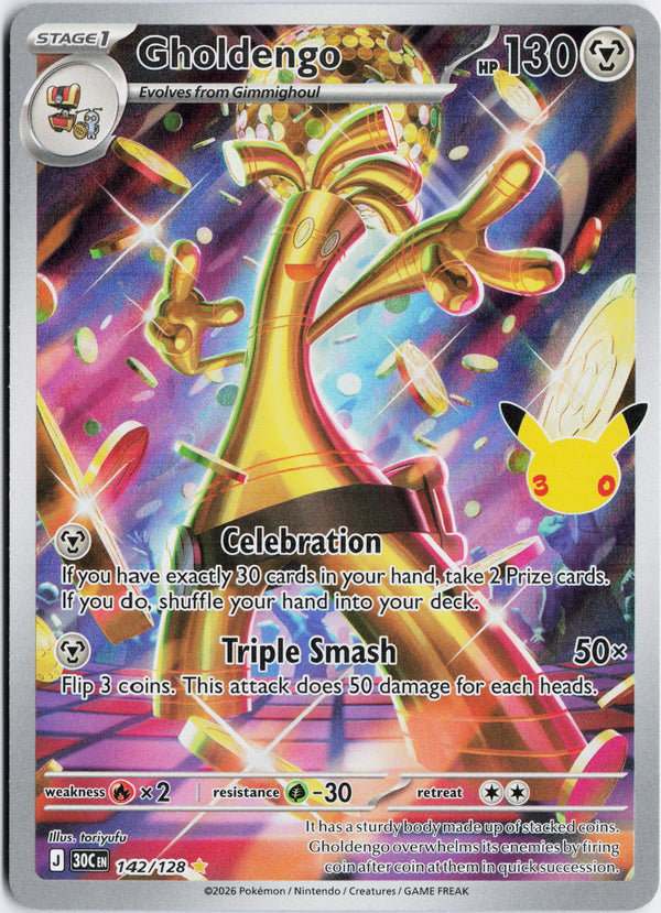 Carta Pokémon Gholdengo · 30th Celebration #142/128 (NM) — pieza única en Moon's Collectibles México