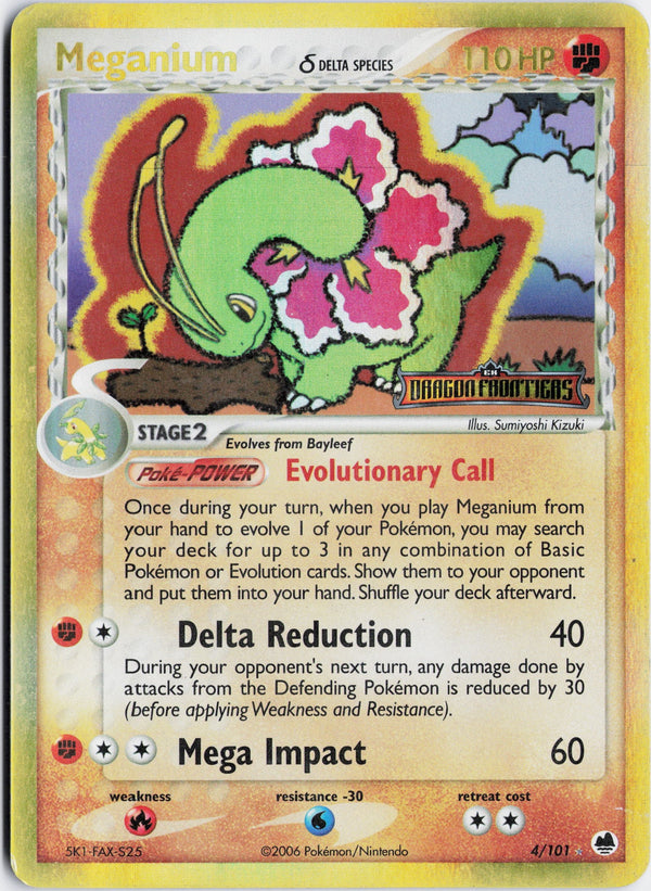 Carta Pokémon Meganium δ · Dragon Frontiers #4/101 (LP) — pieza única en Moon's Collectibles México